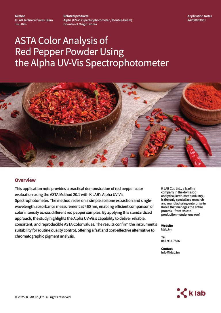 Alpha_ASTA Color Analysis of Red Pepper Powder using the Alpha UV-Vis