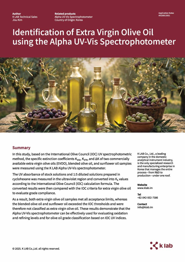 Alpha_Identification of Extra Virgin Olive Oil using the Alpha UV-Vis Spectrophotometer