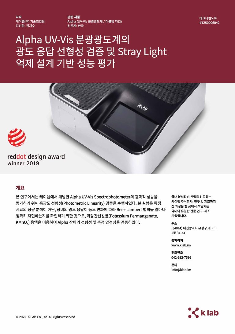Alpha_UV-Vis 분광광도계의  광도 응답 및 선형성 검증